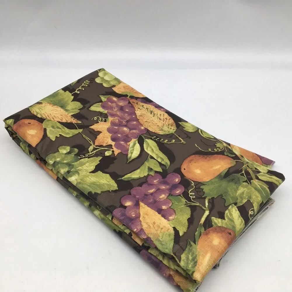 VTG 61”x83” Vinyl Flannel Back Tablecloth Fruit Leaves Indoor Outdoor Open Box